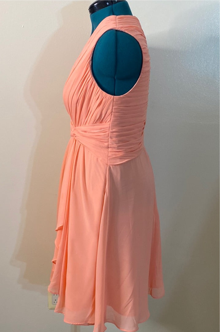 911 AZAZIE PEACH CHIFFON EVENING COCKTAIL DRESS SZ 14