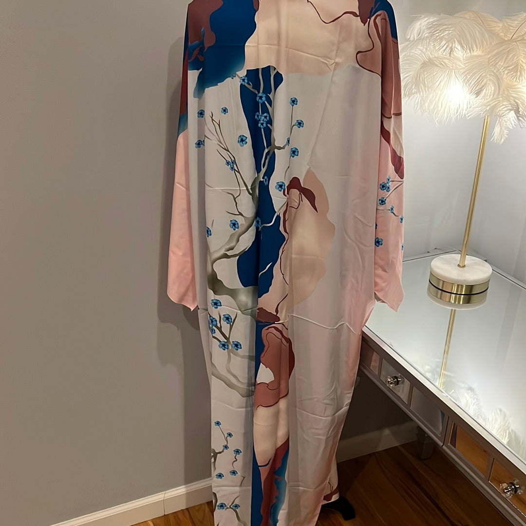 Kimono NWT flowers blue & pink