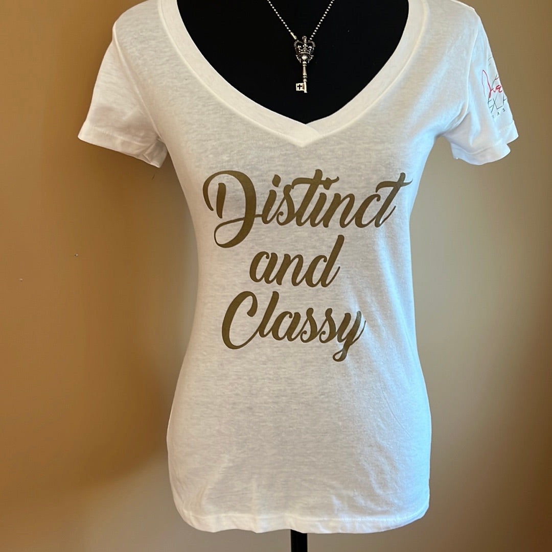 Distinct And Classy V Neck Wht  T