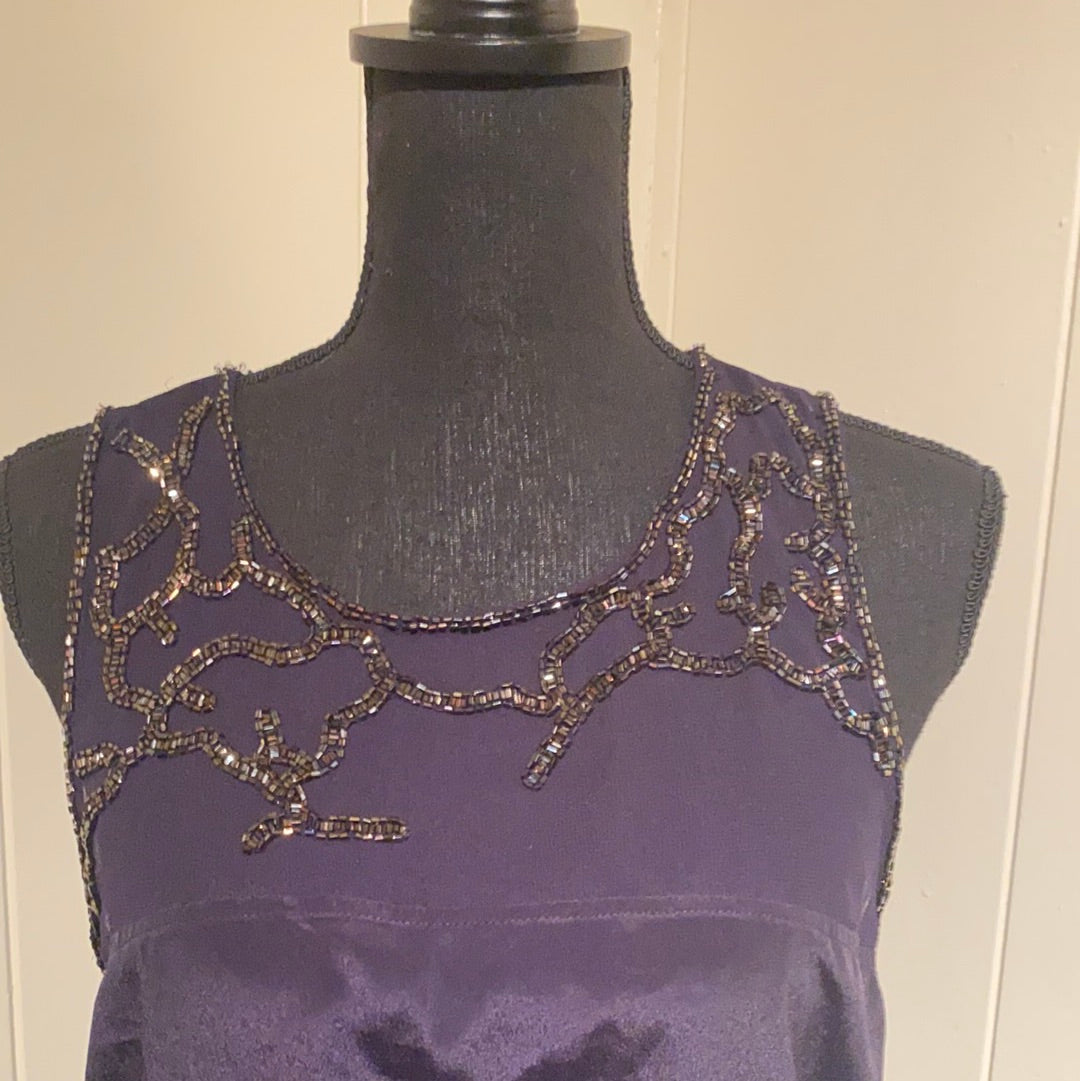 NO LABEL NAVY SEQUIN BLOUSE SZ XS