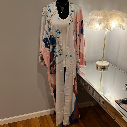 Kimono NWT flowers blue & pink