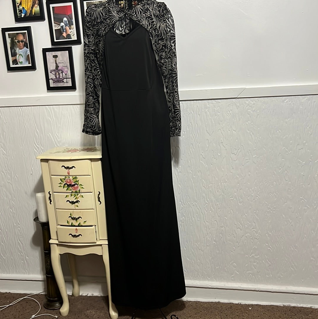 11.15 NO LABEL BLACK MAXI DRESS W LACE WHT/BLK TOP SZS