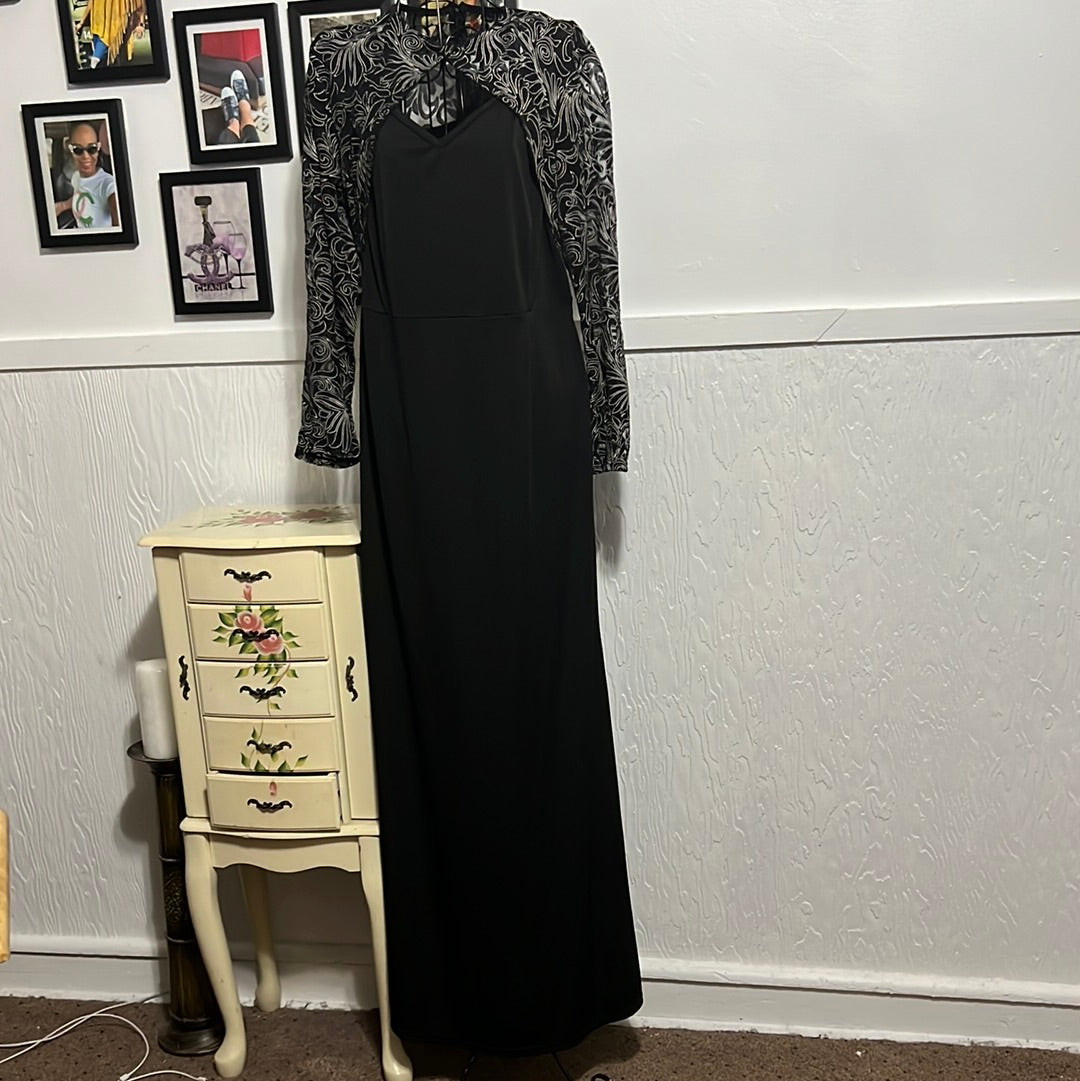 11.15 NO LABEL BLACK MAXI DRESS W LACE WHT/BLK TOP SZS