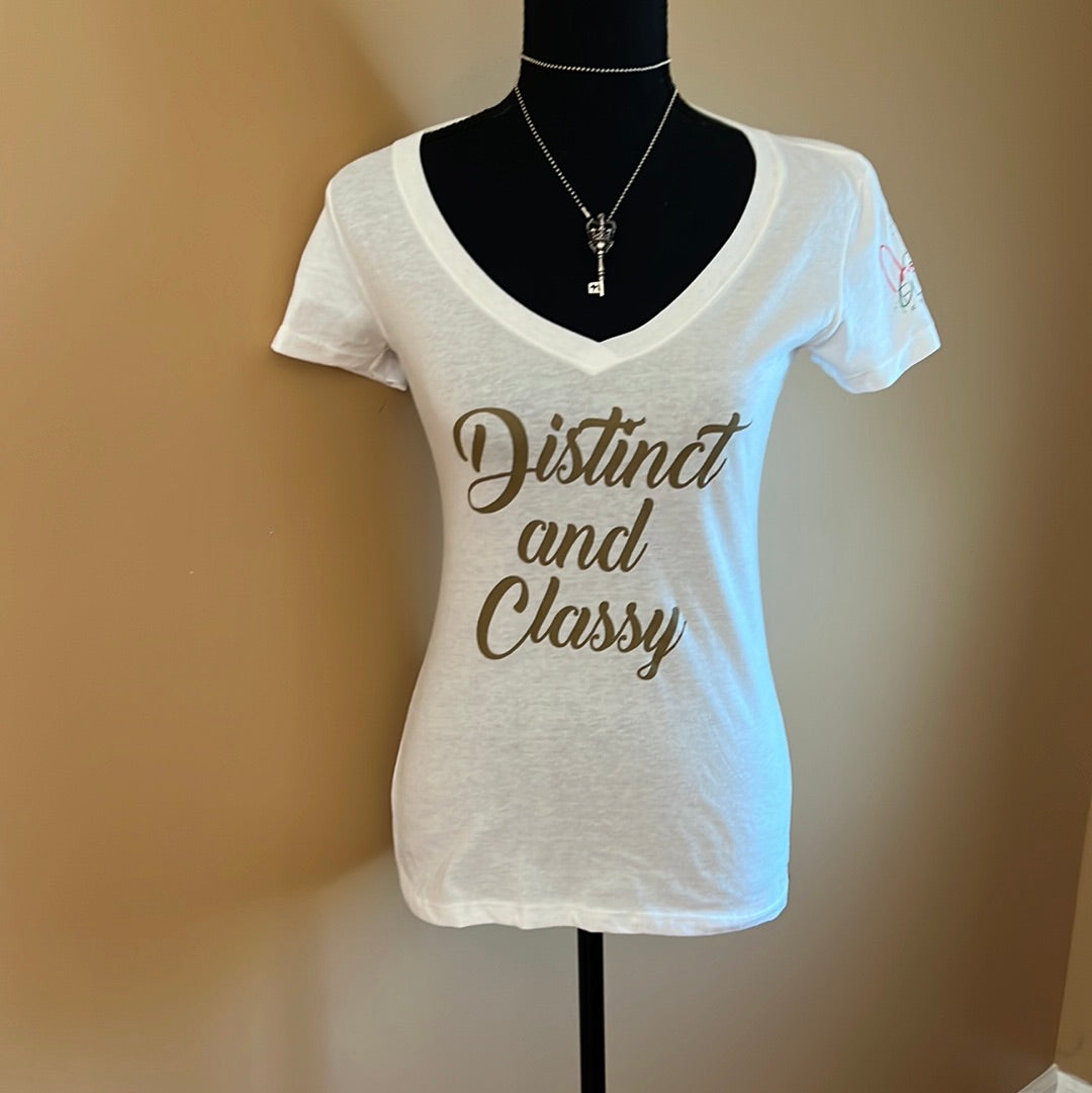 Distinct And Classy V Neck Wht  T