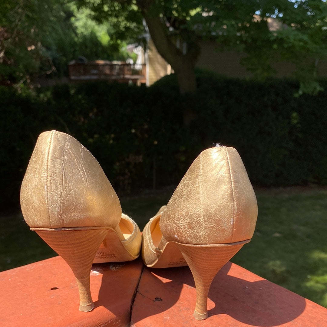 LUCADELMONTE GOLD LEATHER SHOES FROM ITALY SZ 40