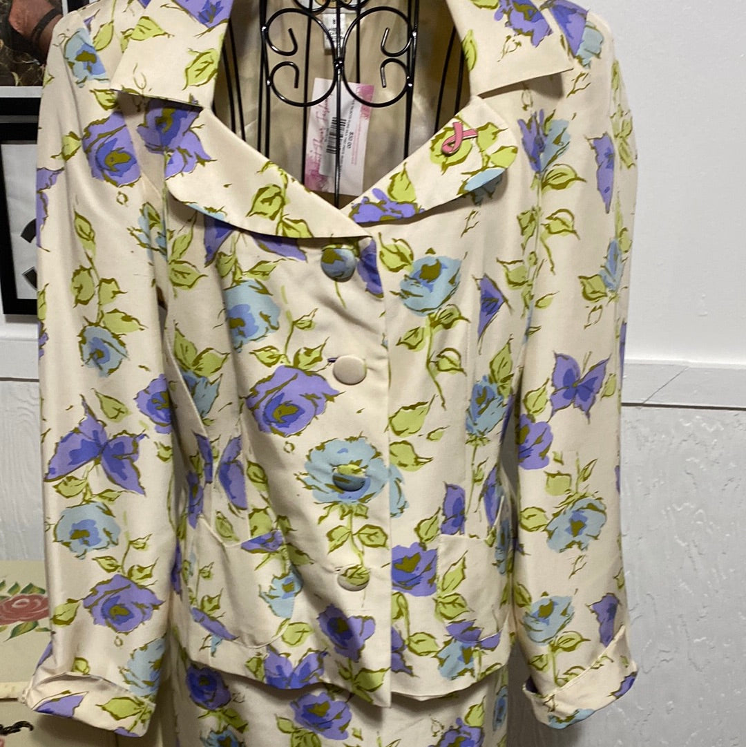 Silk  2 Piece Skirt Suit  Sz 8