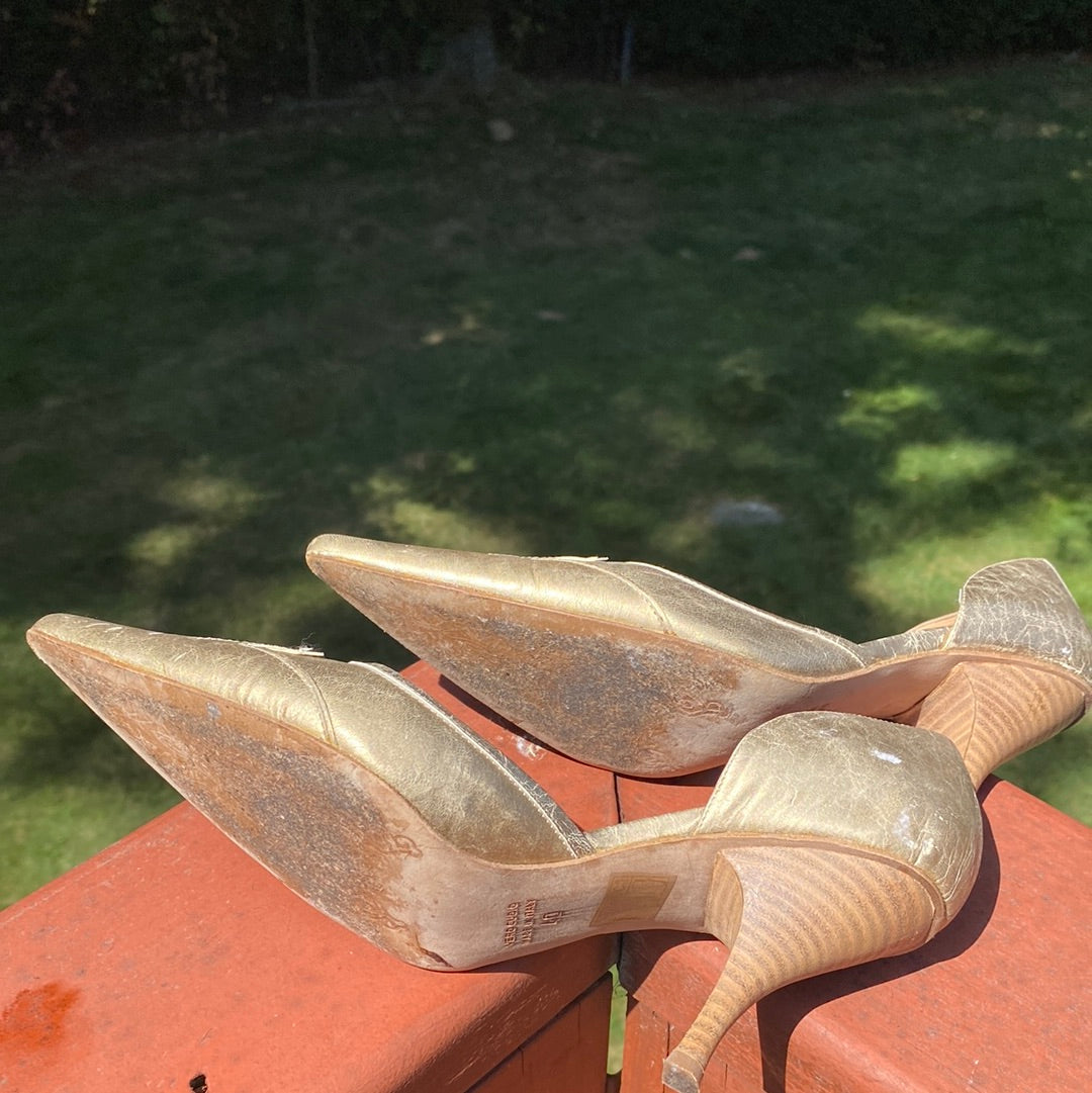 LUCADELMONTE GOLD LEATHER SHOES FROM ITALY SZ 40