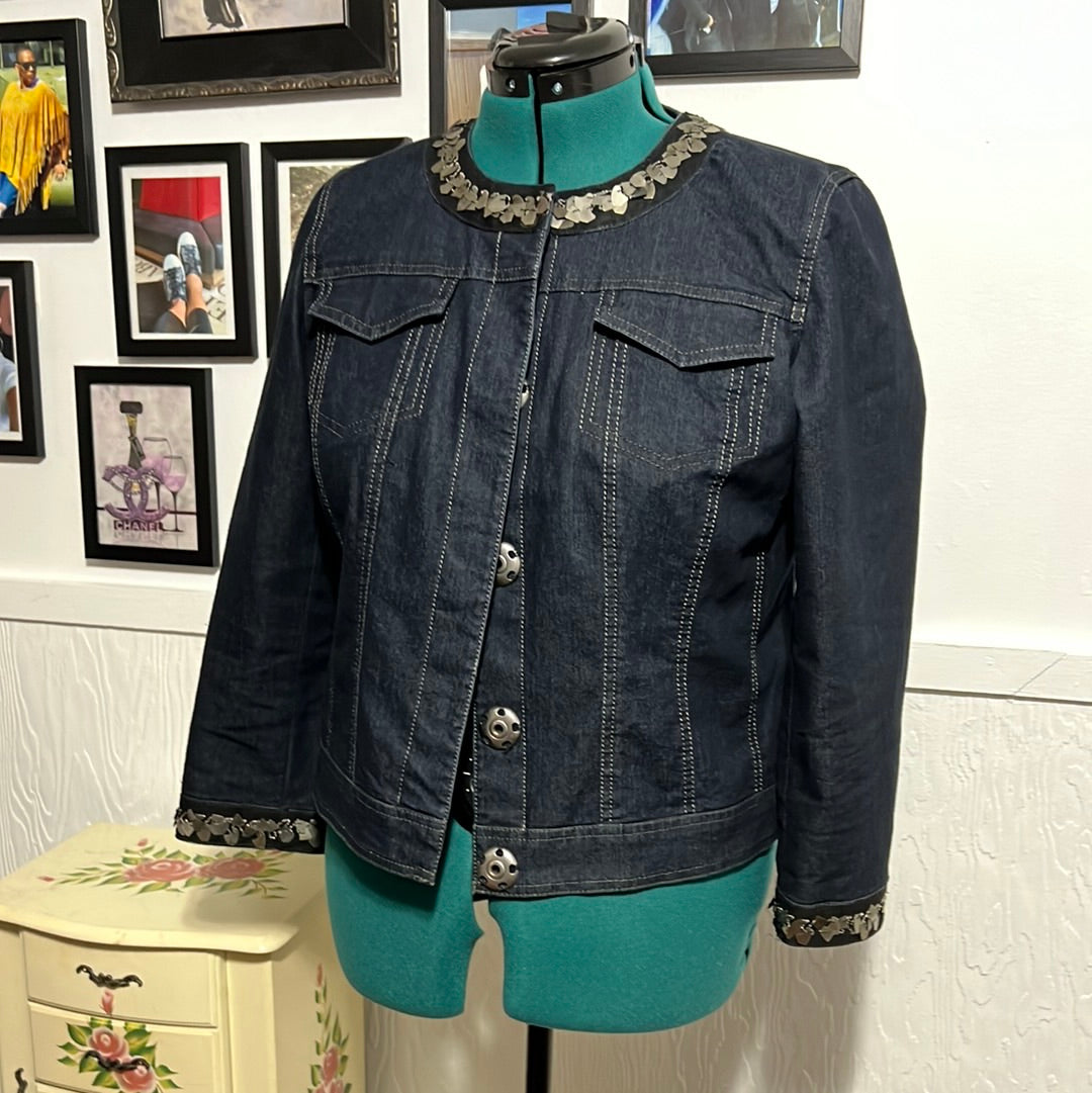 3.30 Focus 2000 Jean jacket w/adornments Sz 10