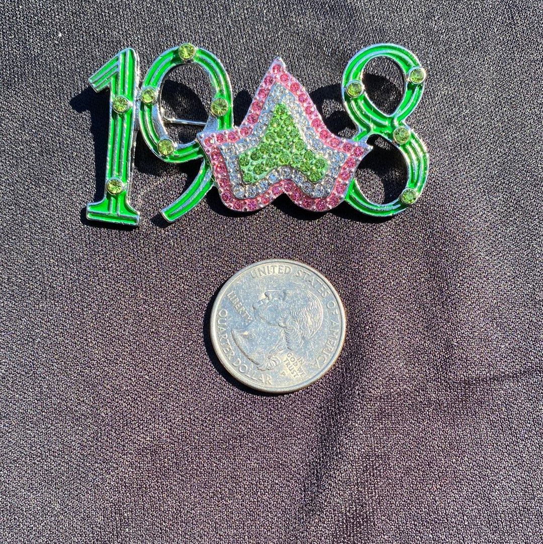 1908 PINK AND GREEN BROOCH