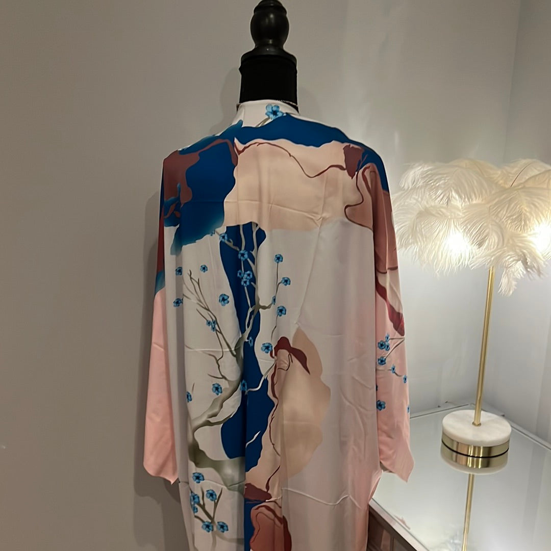 Kimono NWT flowers blue & pink