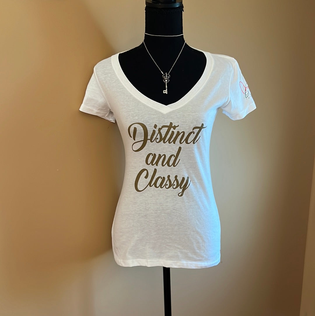 Distinct And Classy V Neck Wht  T