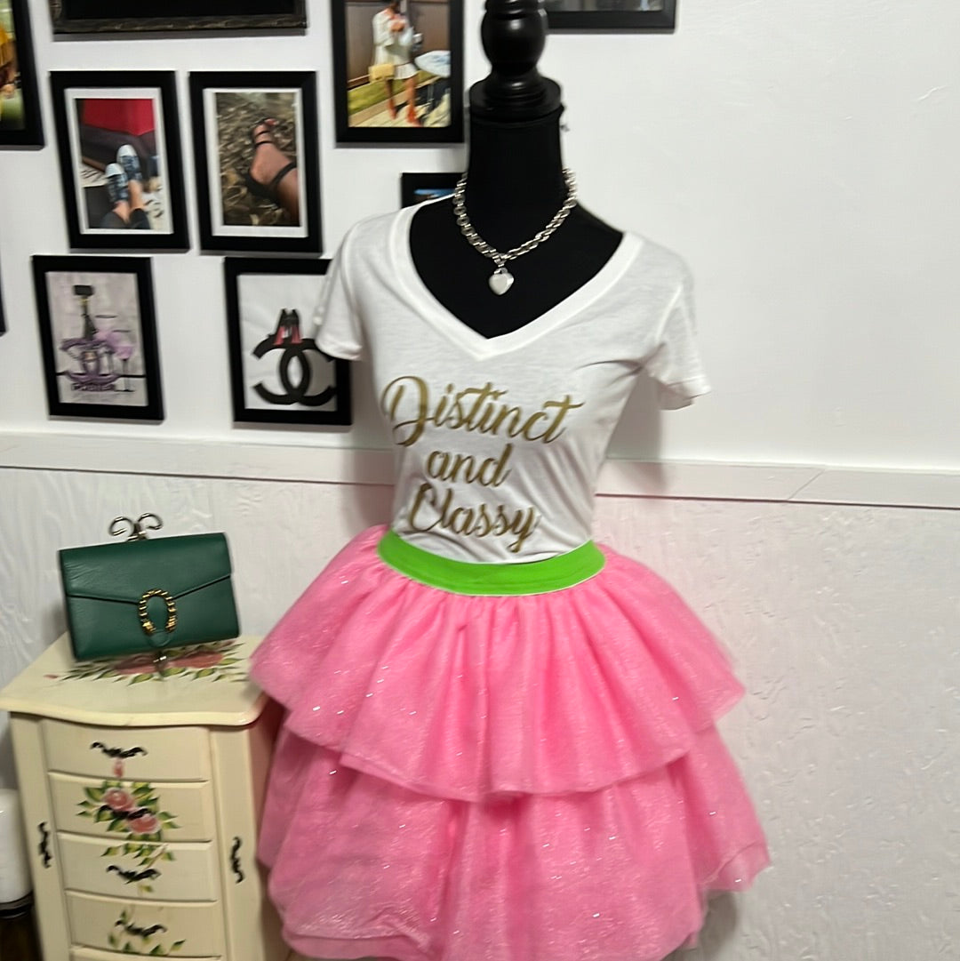 Distinct And Classy V Neck Pink  T