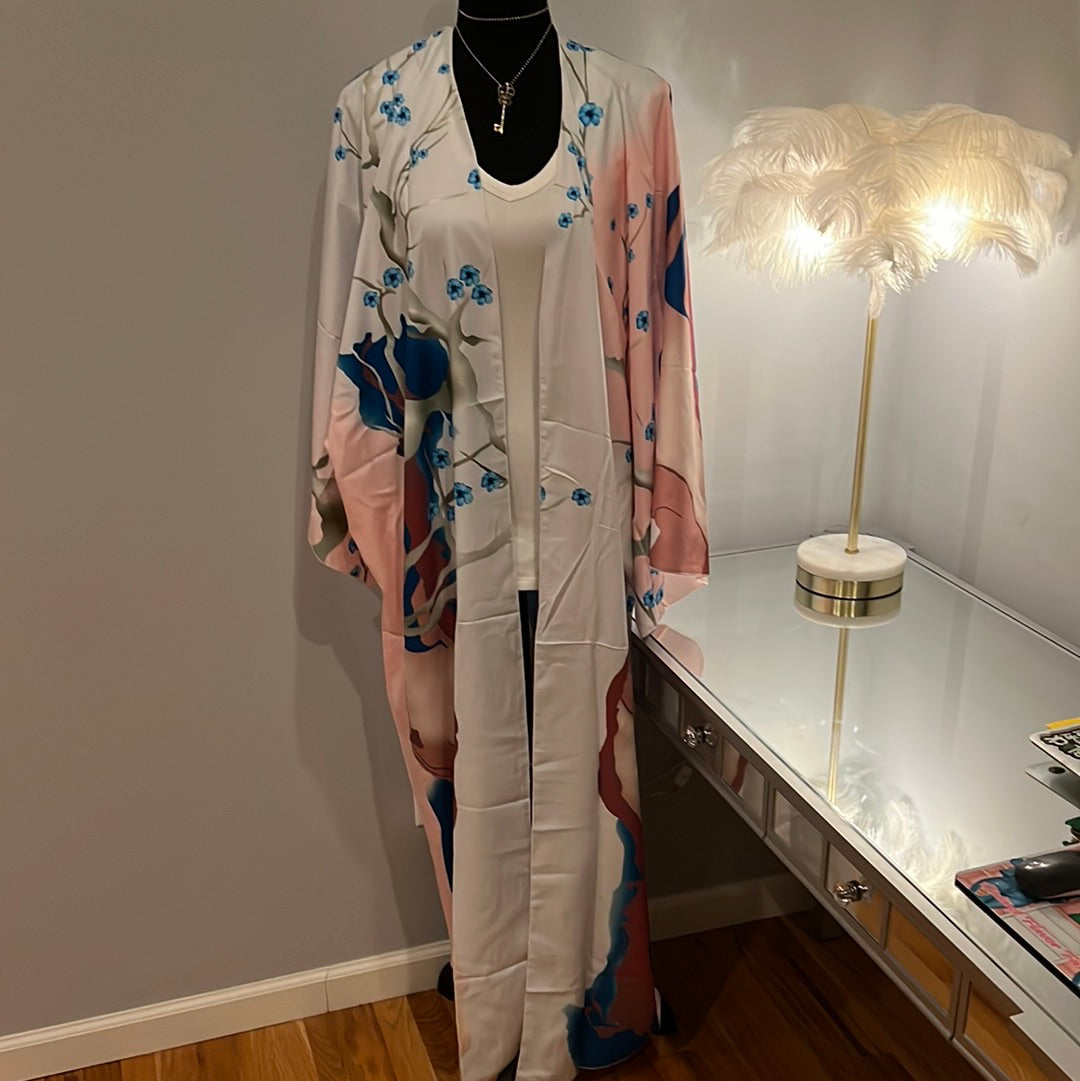 Kimono NWT flowers blue & pink